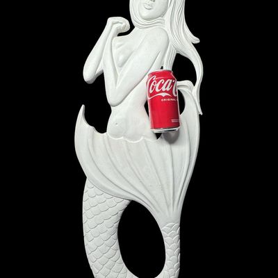 Sale Photo Thumbnail #202: This resin wall sculpture is painted white. There are some minor areas of paint loss throughout. Measurement: 32”L x 11.5”W. [AG]