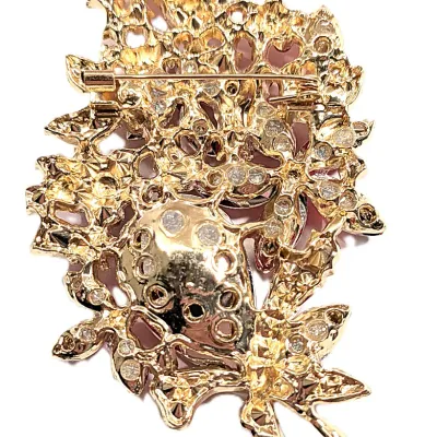 **NEW ARRIVAL** Large VERY RED Marquise-Cut Stones BOUQUET BROOCH (4" x 2") with More RED Accent Stones on a Gold Tone Setting