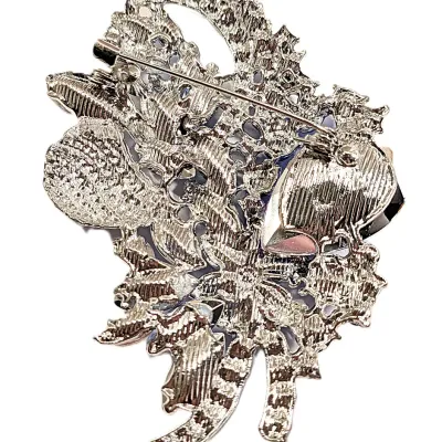 **NEW ARRIVAL** Light and Dark BLUE Marquise-Cut Stones BOUQUET BROOCH (3¾" x 2¾") with Blue and Green Iridescent Accent Stones...