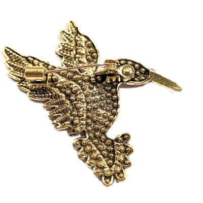 **NEW ARRIVAL** Bejeweled PINK Colored DUCK BROOCH (2" x 1¾") with Light & Dark GREEN Accent Stones on a Gold Tone Setting