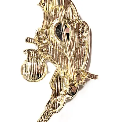**NEW ARRIVAL** Small Enameled Multicolor "PARROT & PEARL" BROOCH (2" x ¾") with Deep Blue Pear Stone and Large...