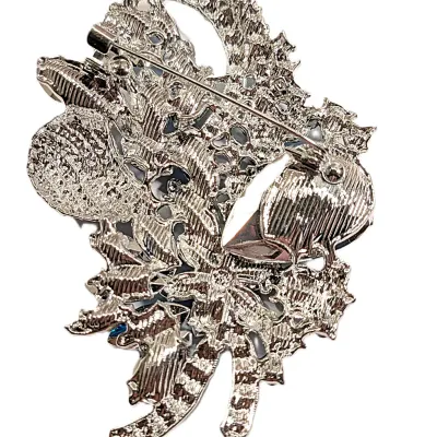 **NEW ARRIVAL** GREEN/BLUE Marquise-Cut Stones BOUQUET BROOCH (3¾" x 2¾") with Blue and Green Accent Stones on a Gold Tone Setting