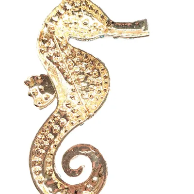 **NEW ARRIVAL** Large "Robins Egg Blue Color" SEAHORSE BROOCH (3½" x 2") with Deep Green + Iridescent Blue Accent...