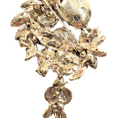 **NEW ARRIVAL** Bejeweled PURPLE & BLUE Colored BOUQUET BROOCH (4½" x 2¼") with 2" Dangle Segment Multicolor...