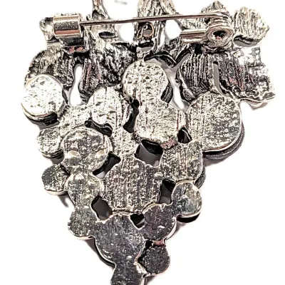 **NEW ARRIVAL** "MOTHER-OF-PEARL" Style Iridescent Stones BUNCH BROOCH (2" x 2") with Silver Tone Leaves and Setting
