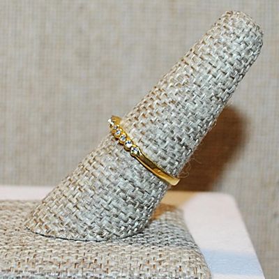 Size 7¾ Semi Infinity Ring with 15 Round Clear Stones on a Gold Tone Band (1.5g)