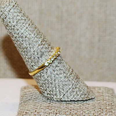 Size 7¾ Semi Infinity Ring with 15 Round Clear Stones on a Gold Tone Band (1.5g)