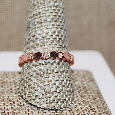 Size 10 Alternating Hexes & Stones Infinity Ring on a ROSE GOLD Setting (2.8g)