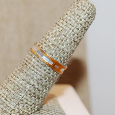Size 6¾ Delicate VINTAGE "Gray & Copper" Colored Insert Ring on a Copper Colored Band (0.3g)