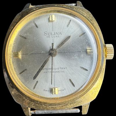 Sale Photo Thumbnail #267: Includes a Westclox pocket watch, a Citizen wristwatch, a Sulina watch, and a Casio digital wristwatch. Total of four watches. One is missing the original band. Not tested. [PM]