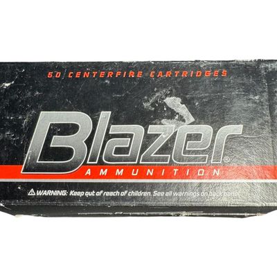 Sale Photo Thumbnail #279: Includes two unopened boxes of 50 rounds of Blazer .45 Colt, 200 grain, jacketed hollow point ammunition. Total of 100 rounds. Pre-auction estimate: $75-$150. **NO SHIPPING ON AMMUNITION.** [RS]