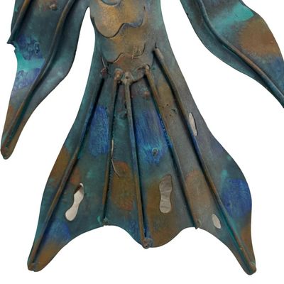 Sale Photo Thumbnail #285: This large piece is painted metal, with tones of gold, blue, and red. Measurement: 42” x 18”. [AG]