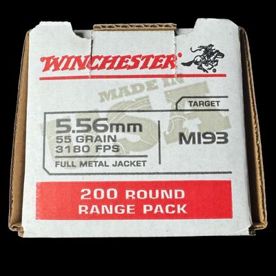 Sale Photo Thumbnail #328: Includes one unopened box of 20 Winchester .223 ammunition, and one unopened box of 200 Winchester 5.56 ammunition. Total of 220 rounds. Each round is 55 grains. **NO SHIPPING ON AMMUNITION.** [RS]