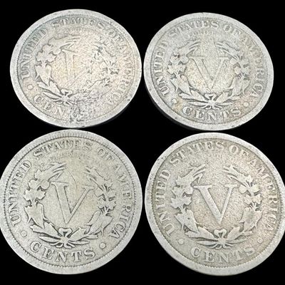 Sale Photo Thumbnail #384: Includes one 1906 nickel, two 1907 nickels, and one 1908 nickel. Total of four ungraded coins. [PM]