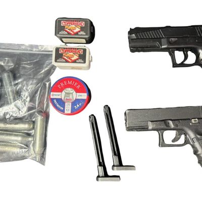 Sale Photo Thumbnail #389: Includes a Glock .177 pistol, a Barra .177 air pistol, pellets and BBs, and more. **AMMO AND CO2 CARTRIDGES WILL NOT BE SHIPPED.** [LG]