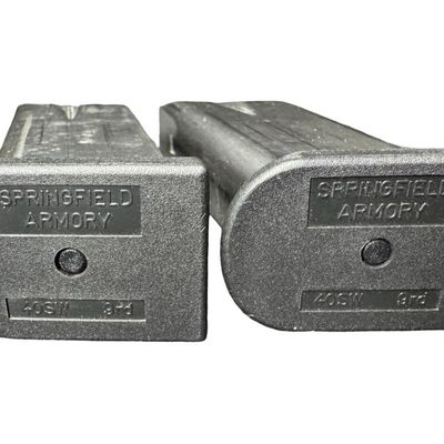 Sale Photo Thumbnail #400: This includes two like-new Springfield Armory .40SW pistol magazines. Each magazine holds nine rounds. Not tested. [LG]