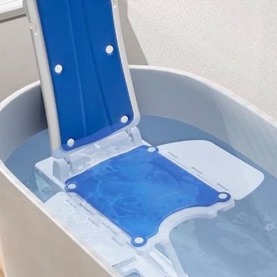 Sale Photo Thumbnail #443: This works as both a floor recovery lift, and a fully submersible waterproof bath lift. It features a motorized adjustment powered by a high-capacity lithium battery. It has never been removed from the box, and is not tested. [AG]