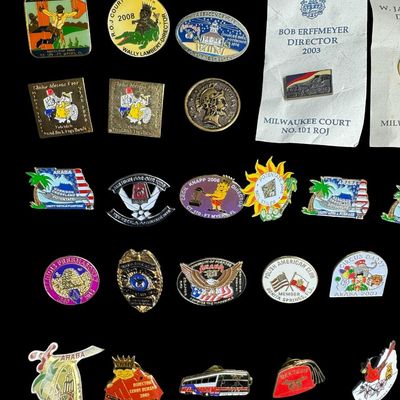 Sale Photo Thumbnail #484: Includes service pins, fraternal pins, and more. Total of 100+ pieces. [PM]