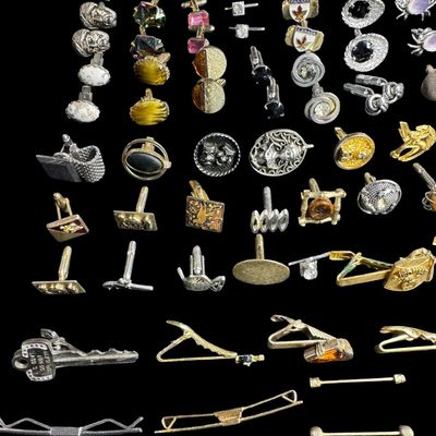 Sale Photo Thumbnail #492: Includes cufflinks, tie bars, and more. Total of 100+ pieces. [PM]