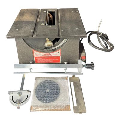 Sale Photo Thumbnail #517: Widely used by hobbyists, this saw is for wood and plastic scaling. It is designed to accommodate a 4” blade. It is exceptionally popular for model railroading, ship modeling, and dollhouse construction. It is working at the time of catalog. Measurement