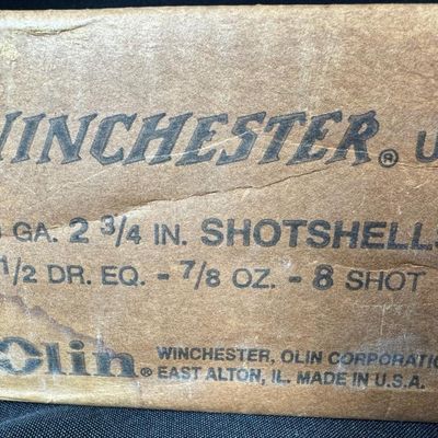 Sale Photo Thumbnail #655: This is an unopened factory case of 250 rounds of 2 3/4”, 8 shot, 20-gauge ammunition. **NO SHIPPING ON AMMUNITION.** [LG]