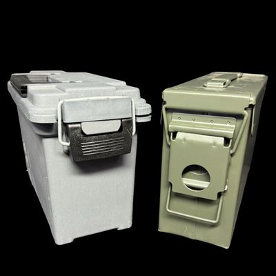 Sale Photo Thumbnail #692: Includes one metal can, and one plastic can. Total of two ammo cans. [RS]