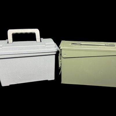 Sale Photo Thumbnail #691: Includes one metal can, and one plastic can. Total of two ammo cans. [RS]
