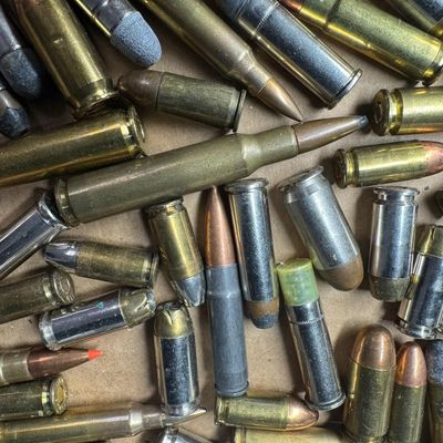 Sale Photo Thumbnail #700: Includes a wide variety of ammunition in the following calibers: .38 special, .44 mag, .30 cal, 5.56, and 9mm. Total of 100+ rounds. **NO SHIPPING ON AMMUNITION.** [GG]