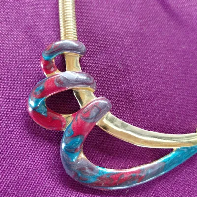 Excellent vintage multi color necklace on gold chain