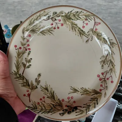 Stoneware Decorative Vintage Christmas Plate