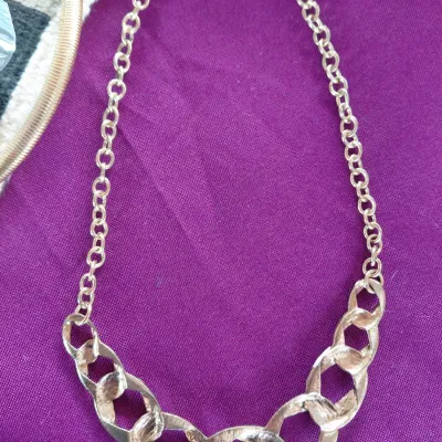 Collar Length Gold Vintage Necklace Enamel Links