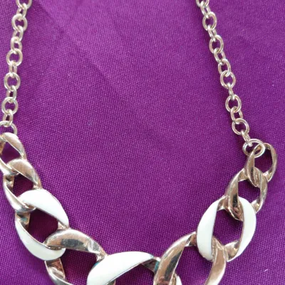 Collar Length Gold Vintage Necklace Enamel Links