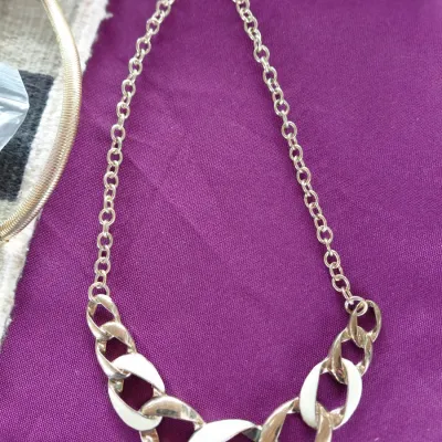 Collar Length Gold Vintage Necklace Enamel Links