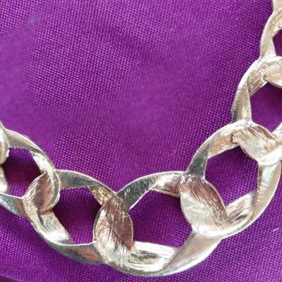 Collar Length Gold Vintage Necklace Enamel Links