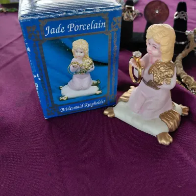 Porcelain Bride's Ring Holder New. Ring to Illustrate