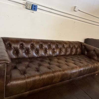 Restoration Hardware Savoy Leather Sofa