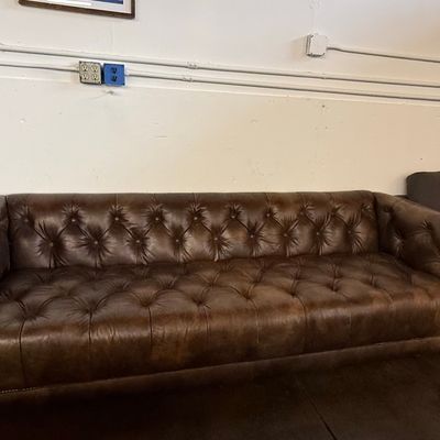Restoration Hardware Savoy Leather Sofa