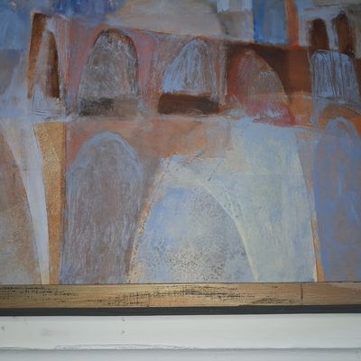 Mid Century Abstract Oil Painting by Helen Critchett