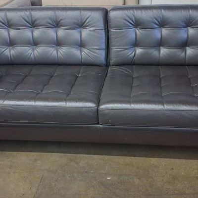 IKEA MORABO Black Leather Sofa 3'1"x6'7"