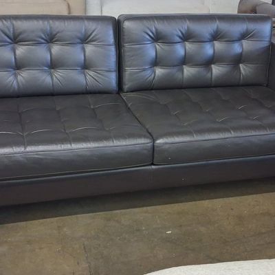 IKEA MORABO Black Leather Sofa 3'1"x6'7"