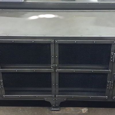 Restoration Hardware Industrial Style Patinated Metal Media Console 6'x1'6"