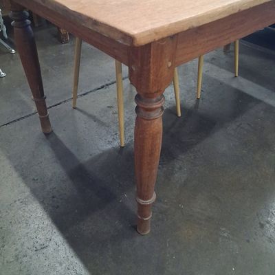 Vintage Pine Farmhouse Dining Table with Turned Legs 5'7"x3'1"