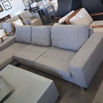 Sale Photo Thumbnail #106: Modern Grey L-Shaped Sectional Sofa with Ottoman