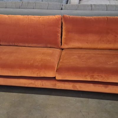Sale Photo Thumbnail #108: SofaCompany Burnt Orange Velvet MCM Sofa 3'x7'2"