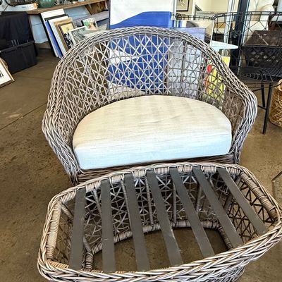 Sale Photo Thumbnail #116: Woven Barrel Lounge Chair and Ottoman Set