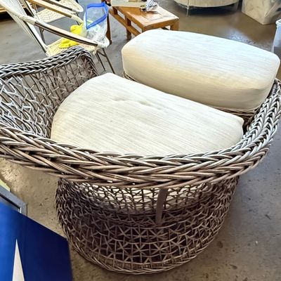 Sale Photo Thumbnail #117: Woven Barrel Lounge Chair and Ottoman Set