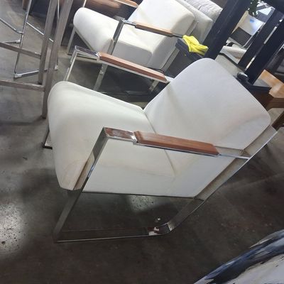 Sale Photo Thumbnail #164: Milo Baughman Style Chrome and Wood Lounge Chair