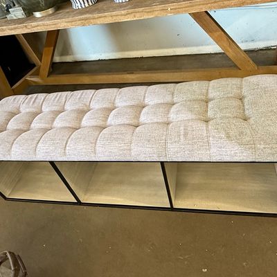 Sale Photo Thumbnail #173: Modern Tufted Upholstered Entryway Storage Bench with Open Cubbies
