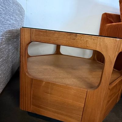 Sale Photo Thumbnail #180: Mid-Century Modern Hexagonal Smoked Glass End Table by Lane Furniture