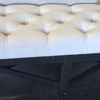 Sale Photo Thumbnail #181: Tufted Upholstered Bench with X-Base